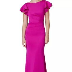 Boat Neck Flutter Sleeve Scuba Gown